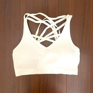 Reebok white cross strap sports bra
